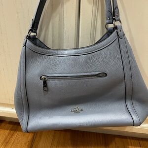 Coach Kristy Light Blue Leather Shoulder Bag with Textured Finish